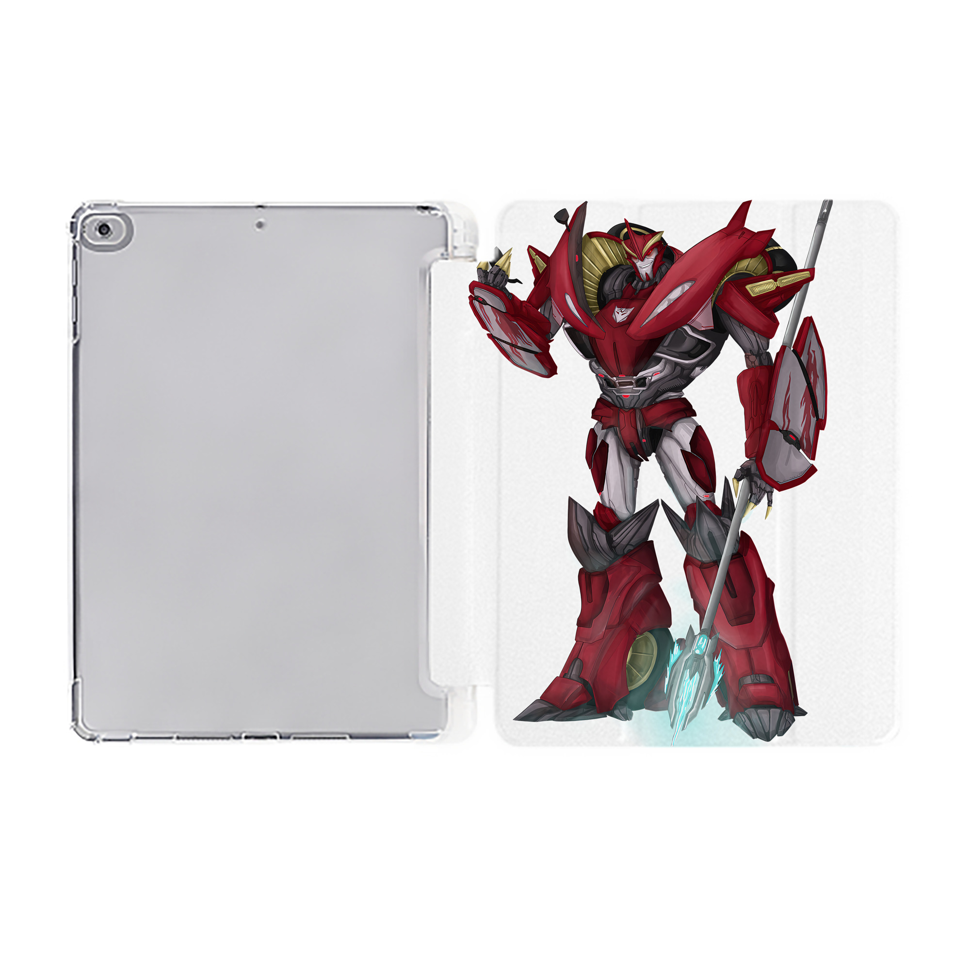 （画像用） Transformers トランスフォーマー IPad ケース ペン収納付き 三つ折りスタンド PUレザー×シリコン 対応機種9.5/10.5/10.9インチ